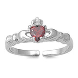 Silver Toe Ring Claddagh Simulated Cubic Zirconia 925 Sterling Silver (7mm)