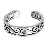 Adjustable Silver Toe Ring Band 925 Sterling Silver (4mm)