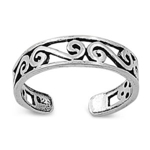 Adjustable Silver Toe Ring Band 925 Sterling Silver (4mm)