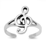 Music Note Adjustable Silver Toe Ring Band 925 Sterling Silver (12mm)
