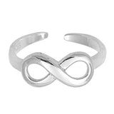 Infinity Silver Toe Ring Adjustable Band 925 Sterling Silver (6mm)