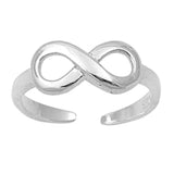 Infinity Silver Toe Ring Adjustable Band 925 Sterling Silver (6mm)