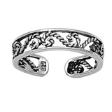 Adjustable Filigree Silver Toe Ring Band 925 Sterling Silver (4mm)