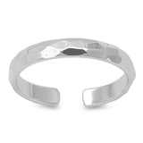 Hammered DC Style Toe Ring Band Adjustable 925 Sterling Silver (3mm)
