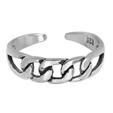 Chain Silver Toe Ring Band Adjustable 925 Sterling Silver (4mm)