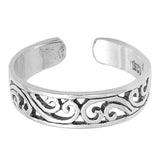 Adjustable Filigree Toe Ring Band 925 Sterling Silver (4mm)