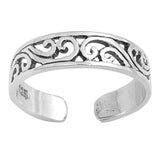 Adjustable Filigree Toe Ring Band 925 Sterling Silver (4mm)
