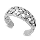 Braid Silver Toe Ring Adjustable Band For Women 925 Sterling Silver (6mm)