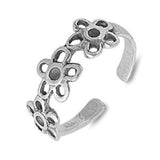 Flower Toe Ring Adjustable Band 925 Sterling Silver (5mm)