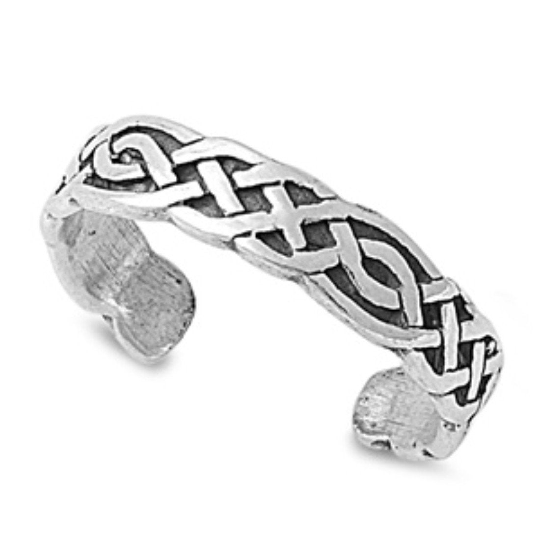 Adjustable Celtic Silver Toe Ring Band 925 Sterling Silver (4mm)