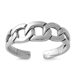 Adjustable Chain Silver Toe Ring Band 925 Sterling Silver (5mm)