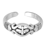 Cross Silver Toe Ring Band Adjustable 925 Sterling Silver (5mm)