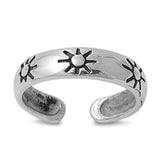 Sun Toe Ring Adjustable Band 925 Sterling Silver (4mm)