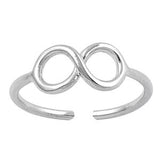 Infinity Silver Toe Ring Adjustable Fashion Jewelry 925 Sterling Silver (5mm)