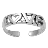 Love Toe Ring Adjustable Band 925 Sterling Silver (5mm)