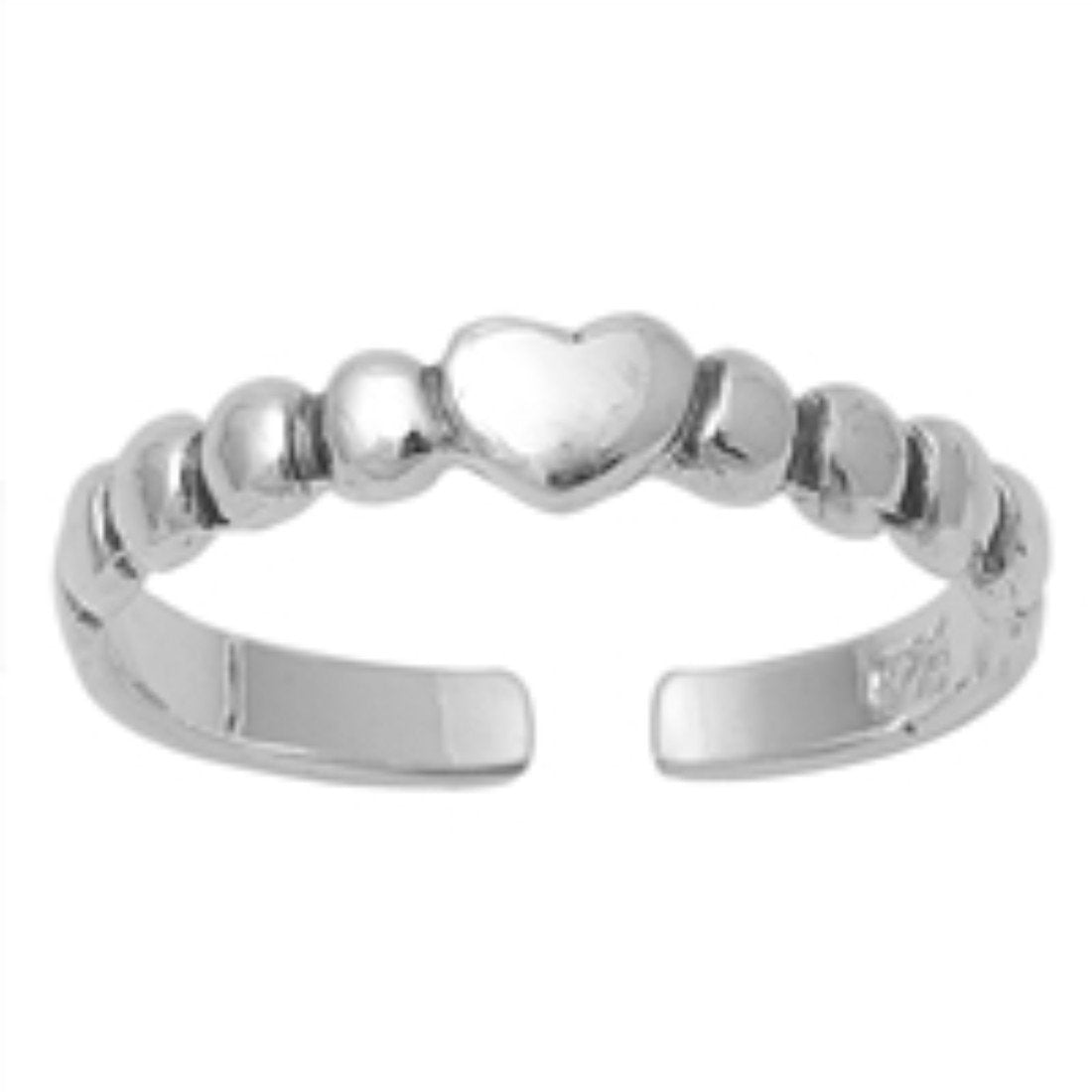 Adjustable Heart Toe Ring Band 925 Sterling Silver (3mm)