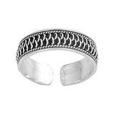 Adjustable Bali Design Silver Toe Ring Band 925 Sterling Silver (5mm)
