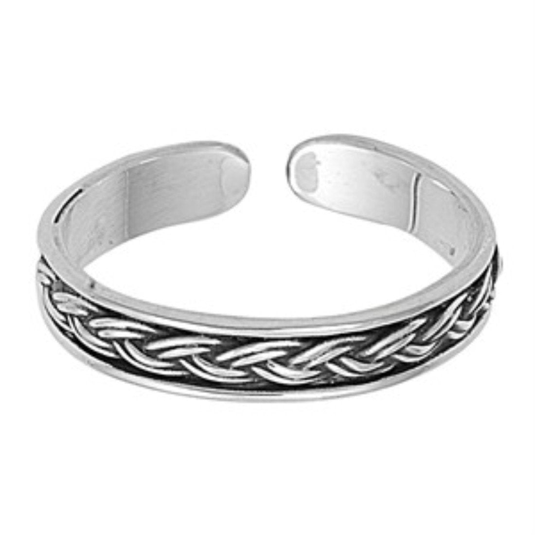 Silver Toe Ring Adjustable Bali Design Band 925 Sterling Silver (4mm)