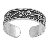 Silver Toe Ring Adjustable Bali Design 925 Sterling Silver For Women (5mm)