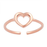 Silver Heart Toe Rings Fashion Jewelry Adjustable 925 Sterling Silver (6mm)