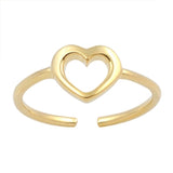 Silver Heart Toe Rings Fashion Jewelry Adjustable 925 Sterling Silver (6mm)