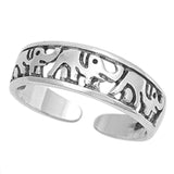 Elephant Silver Toe Ring Adjustable Band 925 Sterling Silver (5mm)