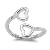 Hearts Toe Ring Adjustable Band 925 Sterling Silver (12mm)