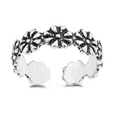 Flowers Toe Ring Adjustable Band Fashion Jewelry 925 Sterling Silver For Women (4mm)