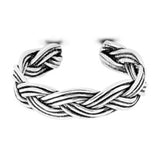 Twisted Silver Toe Ring Adjustable Band 925 Sterling Silver For Women (4mm)