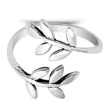 Wraparound Leaf Toe Ring Adjustable Band 925 Sterling Silver (13mm)