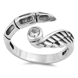Wing and Claw Toe Rings Adjustable Band Simulated Cubic Zirconia 925 Sterling Silver (10mm)