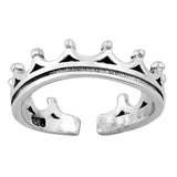 Adjustable Crown Silver Toe Ring Band 925 Sterling Silver (5mm)