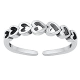 Sideways Hearts Toe Ring Adjustable Band 925 Sterling Silver (3mm)