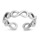 Adjustable Wraparound Infinity  Signs Toe Ring Band 925 Sterling Silver (4mm)