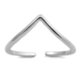 V Shape Toe Ring Adjustable Band 925 Sterling Silver (6mm)