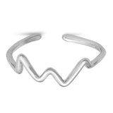 Zig Zag Silver Toe Ring Adjustable Band 925 Sterling Silver (4mm)