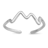 Zig Zag Silver Toe Ring Adjustable Band 925 Sterling Silver (4mm)