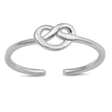 Mini Pretzel Heart Toe Ring Adjustable Band 925 Sterling Silver For Women (4mm)