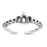 Mini Crown Silver Toe Ring Adjustable Band 925 Sterling Silver (5mm)