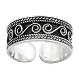 Silver Toe Ring Bali Design Adjustable Band 925 Sterling Silver (6mm)