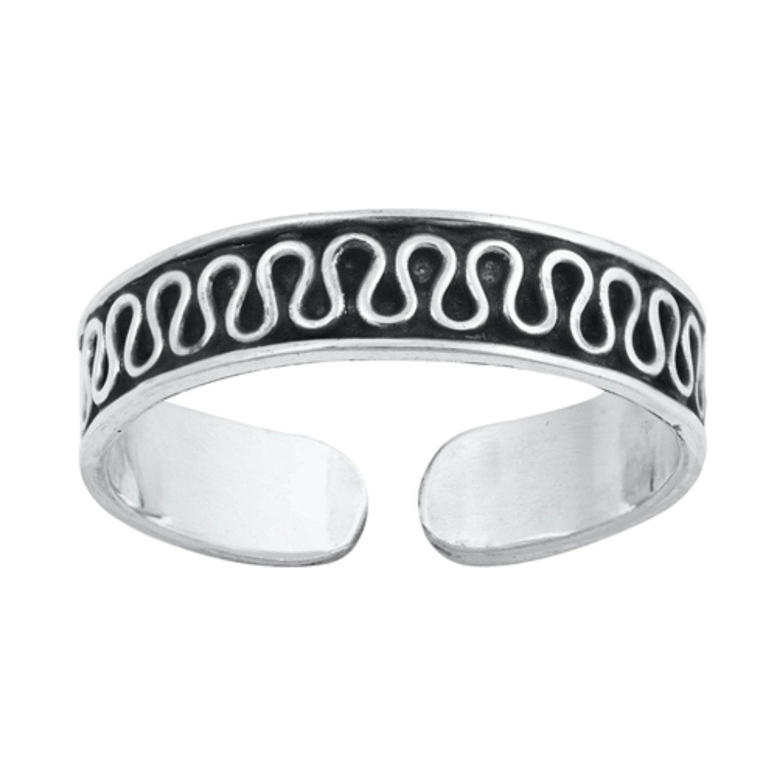 Silver Toe Ring Bali Design Adjustable Band 925 Sterling Silver (4mm)