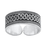 Silver Toe Ring Bali Design Adjustable Band 925 Sterling Silver (6mm)