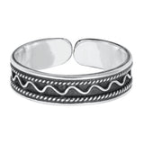 Silver Bali Design Toe Ring Adjustable Band 925 Sterling Silver (4mm)