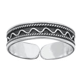 Silver Bali Design Toe Ring Adjustable Band 925 Sterling Silver (4mm)