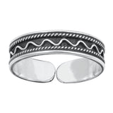 Silver Bali Design Toe Ring Adjustable Band 925 Sterling Silver (4mm)