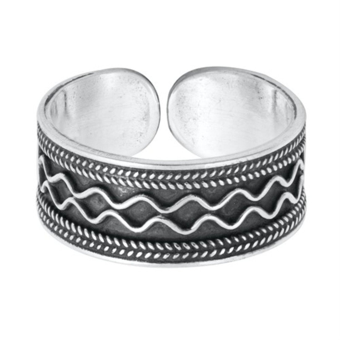 Bali Design Silver Toe Ring Adjustable Band 925 Sterling Silver (6mm)