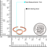 Oval Shape Adjustable Toe Band Ring 925 Sterling Silver (7mm)