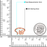 Lucky Elephant Toe Ring Band 925 Sterling Silver (8mm)