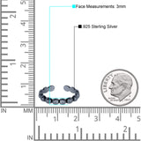 Beads Toe Ring Adjustable Band 925 Sterling Silver (3mm)