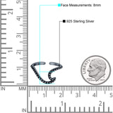 Wave Toe Ring Adjustable Band 925 Sterling Silver (8mm)